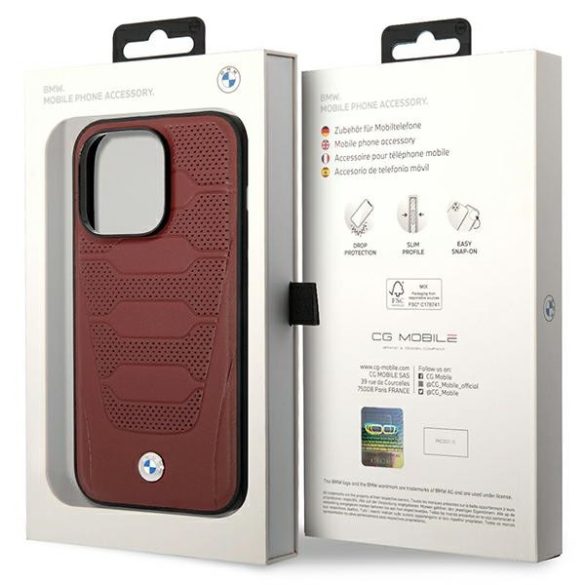 Etui BMW BMHMP14L22RPSR iPhone 14 Pro 6,1" burgundi bőrülés mintás MagSafe tok