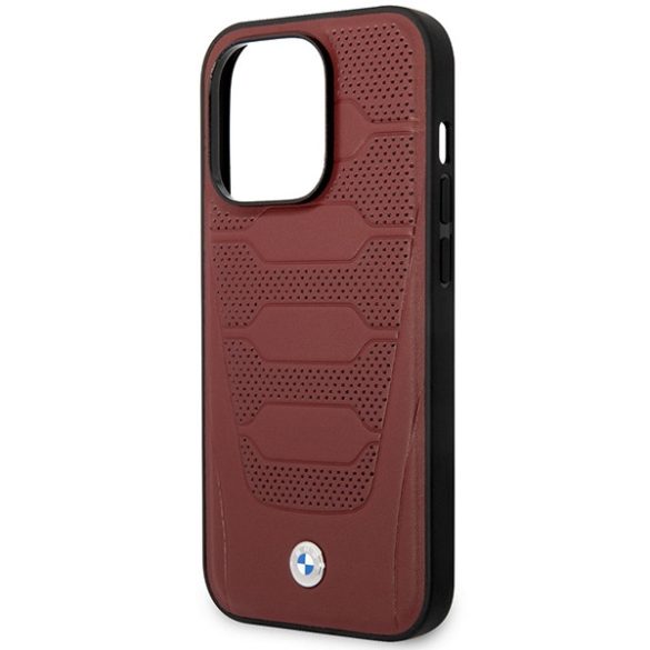 Etui BMW BMHMP14X22RPSR iPhone 14 Pro Max 6,7" bordó bőrülés mintás MagSafe tok