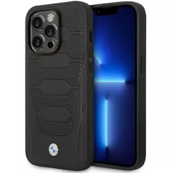   Etui BMW BMHMP14X22RPSK iPhone 14 Pro Max 6,7" fekete bőrülés mintás MagSafe bőrülések tok
