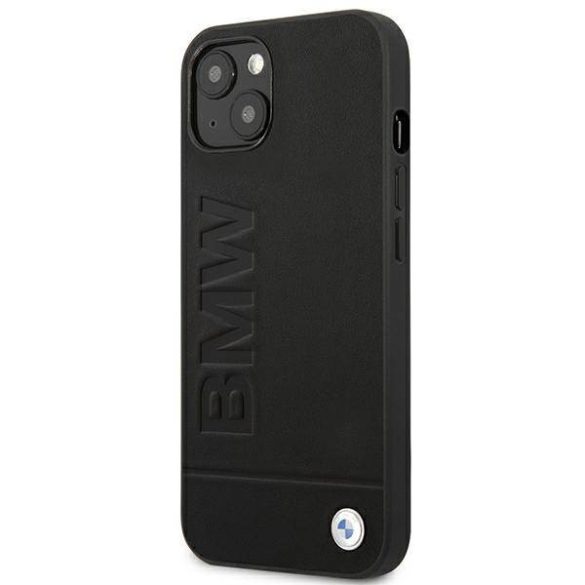 Etui BMW BMHCP14MSLLBK iPhone 14 Plus / 15 Plus 6,7" fekete bőr bélyegző tok