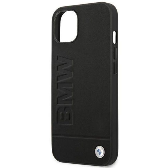 Etui BMW BMHCP14MSLLBK iPhone 14 Plus / 15 Plus 6,7" fekete bőr bélyegző tok
