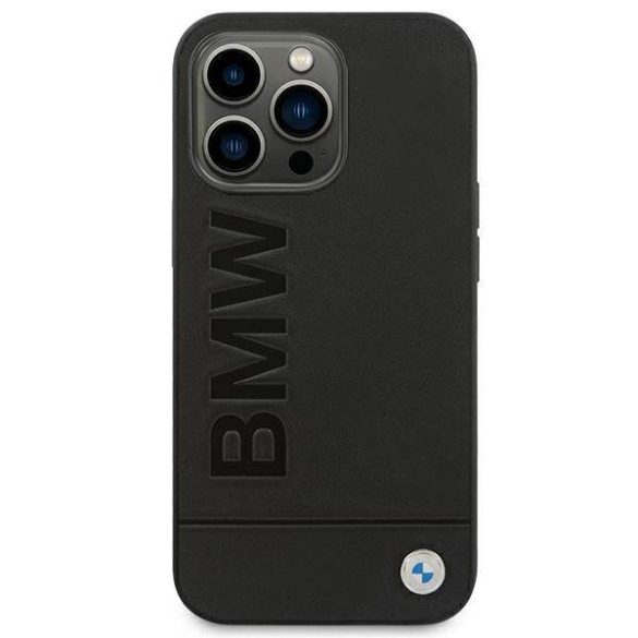 BMW BMHCP14LSLLBK iPhone 14 Pro 6,1" fekete bőr Stamp tok