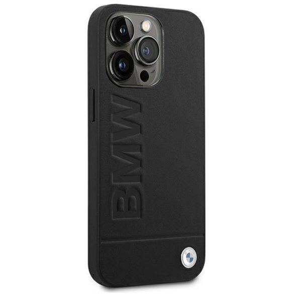 BMW BMHCP14LSLLBK iPhone 14 Pro 6,1" fekete bőr Stamp tok