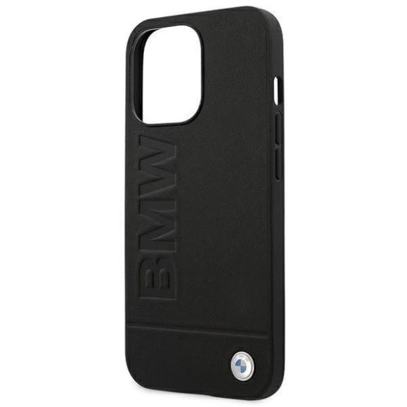 BMW BMHCP14LSLLBK iPhone 14 Pro 6,1" fekete bőr Stamp tok