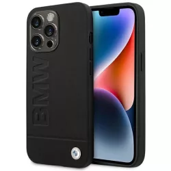   BMW BMHCP14XSLLBK iPhone 14 Pro Max 6,7" fekete bőr Stamp tok