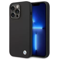   BMW BMHCP14XSILBK iPhone 14 Pro Max 6,7" fekete szilikon fém logós tok