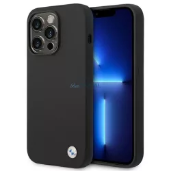  BMW BMHCP14XSILBK iPhone 14 Pro Max 6,7" fekete szilikon fém logós tok