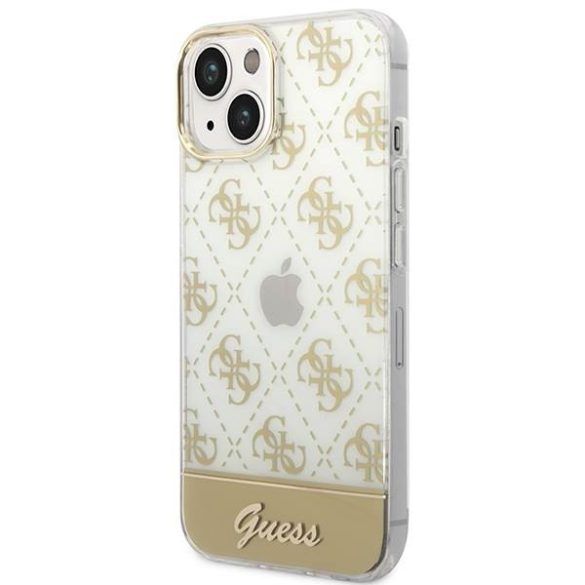 Guess GUHCP14MHG4MHG iPhone 14 Plus / 15 Plus 6.7" arany keménytok 4G Pattern Script