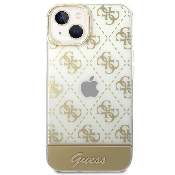 Guess GUHCP14MHG4MHG iPhone 14 Plus / 15 Plus 6.7" arany keménytok 4G Pattern Script