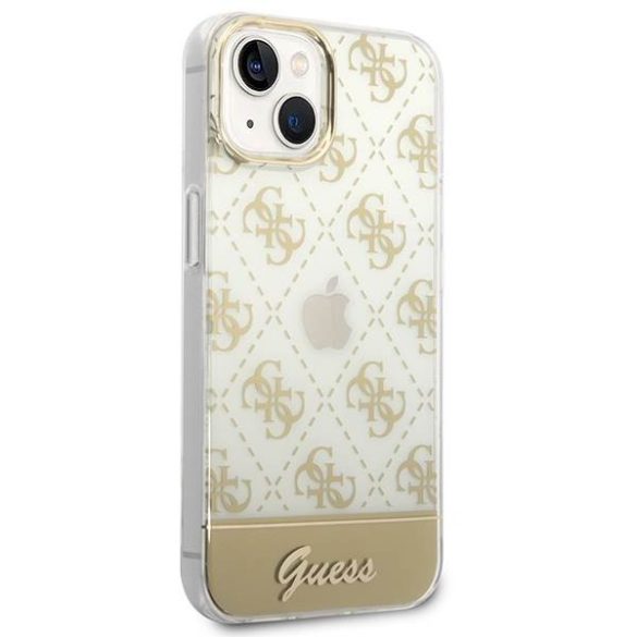 Guess GUHCP14MHG4MHG iPhone 14 Plus / 15 Plus 6.7" arany keménytok 4G Pattern Script