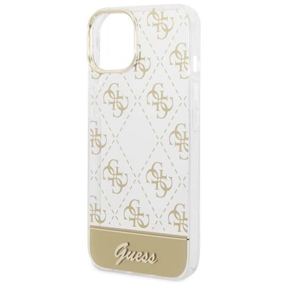 Guess GUHCP14MHG4MHG iPhone 14 Plus / 15 Plus 6.7" arany keménytok 4G Pattern Script