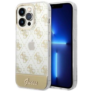 Guess GUHCP14LHG4MHG iPhone 14 Pro 6,1" arany 4G Pattern Script keménytok