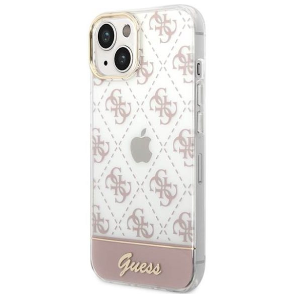 Guess GUHCP14SHG4MHP iPhone 14 6.1" rózsaszínű keménytok 4G mintás script