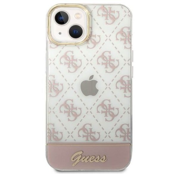 Guess GUHCP14SHG4MHP iPhone 14 6.1" rózsaszínű keménytok 4G mintás script