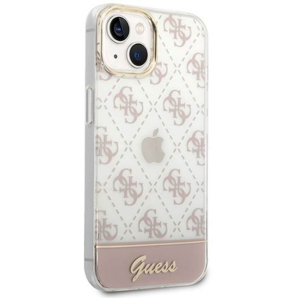 Guess GUHCP14SHG4MHP iPhone 14 6.1" rózsaszínű keménytok 4G mintás script