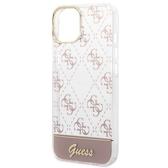 Guess GUHCP14SHG4MHP iPhone 14 6.1" rózsaszínű keménytok 4G mintás script