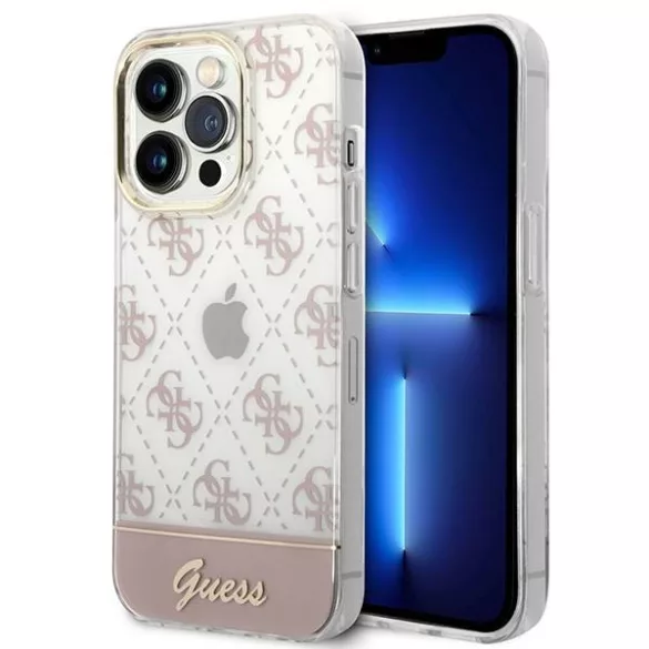Guess GUHCP14LHG4MHP iPhone 14 Pro 6,1" rózsaszín 4G Pattern Script keménytok