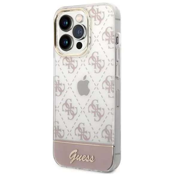 Guess GUHCP14LHG4MHP iPhone 14 Pro 6,1" rózsaszín 4G Pattern Script keménytok