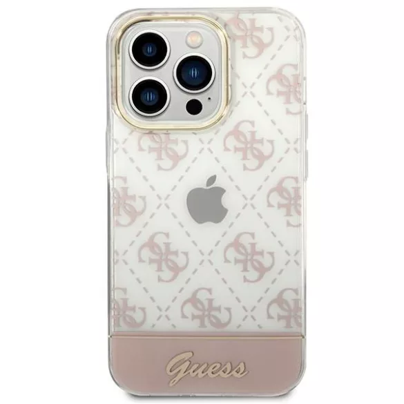 Guess GUHCP14LHG4MHP iPhone 14 Pro 6,1" rózsaszín 4G Pattern Script keménytok