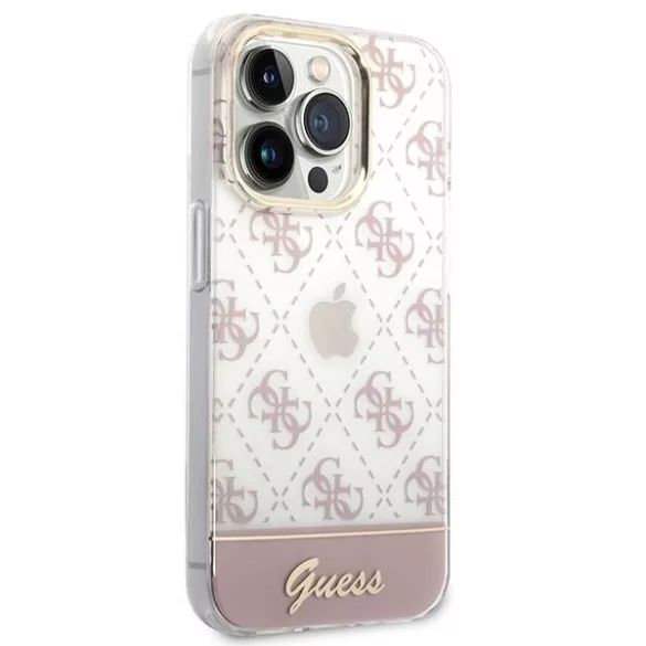 Guess GUHCP14LHG4MHP iPhone 14 Pro 6,1" rózsaszín 4G Pattern Script keménytok