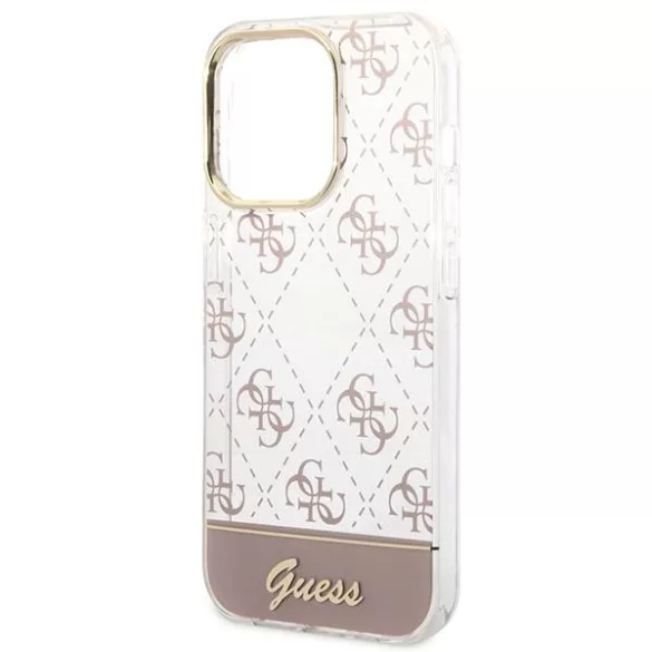 Guess GUHCP14LHG4MHP iPhone 14 Pro 6,1" rózsaszín 4G Pattern Script keménytok