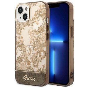 Guess GUHCP14MHGPLHC iPhone 14 Plus / 15 Plus 6.7" okkersárga keménytok Porcelán kollekció