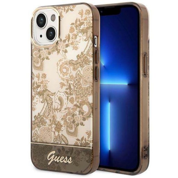 Guess GUHCP14MHGPLHC iPhone 14 Plus / 15 Plus 6.7" okkersárga keménytok Porcelán kollekció