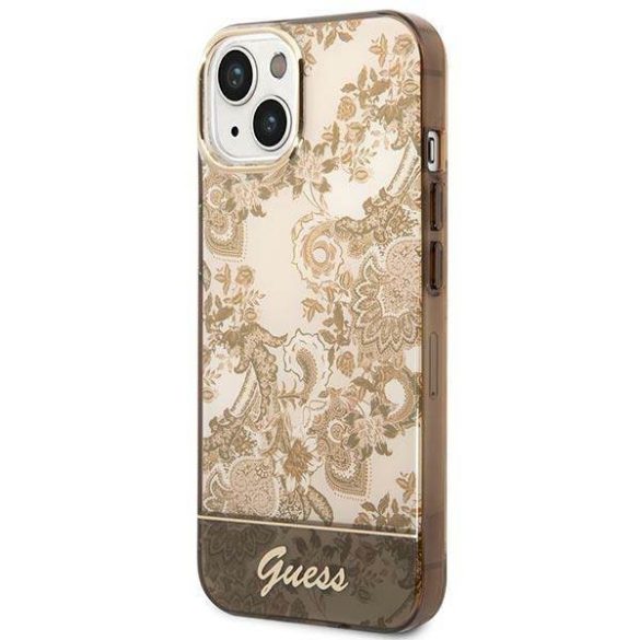 Guess GUHCP14MHGPLHC iPhone 14 Plus / 15 Plus 6.7" okkersárga keménytok Porcelán kollekció