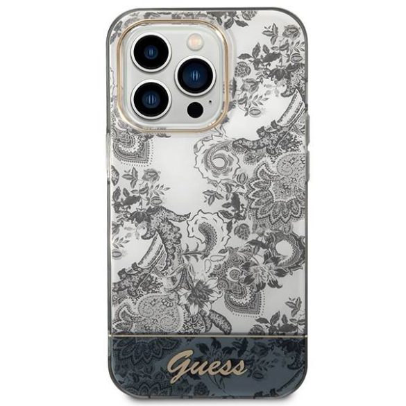 Guess GUHCP14LHGPLHG iPhone 14 Pro 6,1" szürke Porcelain Collection keménytok