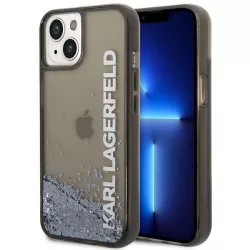   Karl Lagerfeld KLHCP14SLCKVK iPhone 14 6,1" fekete keménytok Folyékony csillogó