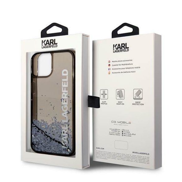Karl Lagerfeld KLHCP14SLCKVK iPhone 14 / 15 / 13 6,1" fekete keménytok Folyékony csillogó