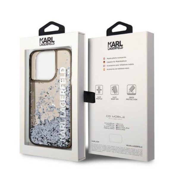Karl Lagerfeld KLHCP14LLCKVK iPhone 14 Pro 6,1" fekete folyékony csillogó kristályos keménytok