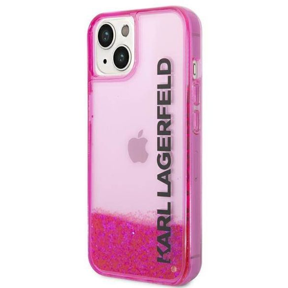 Karl Lagerfeld KLHCP14SLCKVF iPhone 14 6,1" rózsaszín keménytok folyékony csillogó tok