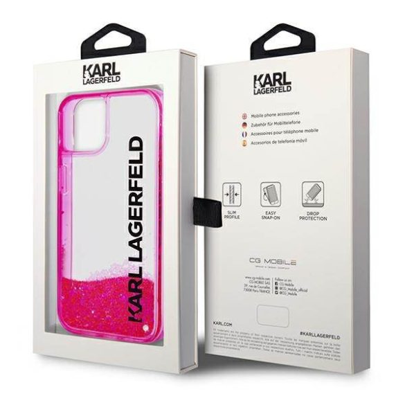 Karl Lagerfeld KLHCP14MLCKVF iPhone 14 Plus / 15 Plus 6,7" rózsaszín keménytok folyékony Glitter