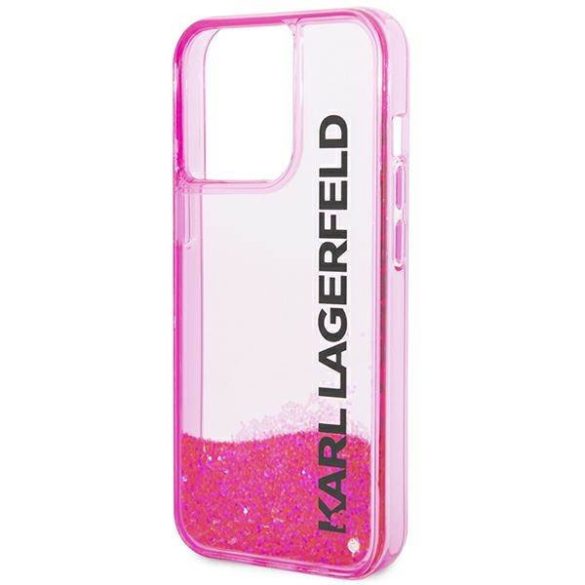 Karl Lagerfeld KLHCP14LLCKVF iPhone 14 Pro 6,1" rózsaszín folyékony csillogó kristályos keménytok