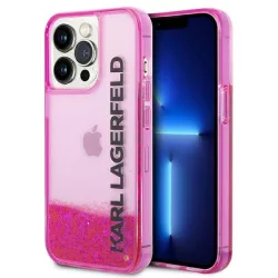   Karl Lagerfeld KLHCP14XLCKVF iPhone 14 Pro Max 6,7" rózsaszín folyékony csillogó kristályos keménytok Elong tok