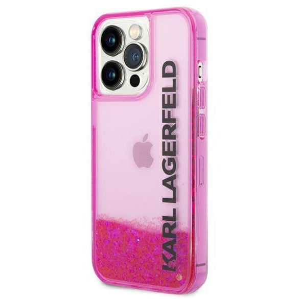 Karl Lagerfeld KLHCP14XLCKVF iPhone 14 Pro Max 6,7" rózsaszín folyékony csillogó kristályos keménytok Elong tok