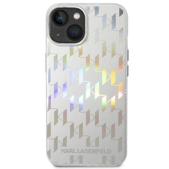 Karl Lagerfeld KLHCP14SLGMMSV3 iPhone 14 / 15 / 13 6,1" keménytok ezüst Monogram Irizáló