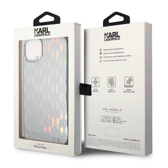 Karl Lagerfeld KLHCP14MLGMMSV3 iPhone 14 Plus / 15 Plus 6,7" keménytok ezüst Monogram Irizáló ezüst