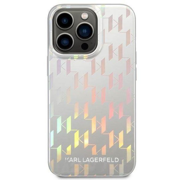 Karl Lagerfeld KLHCP14LLGMMSV3 iPhone 14 Pro 6,1" keménytok ezüst Monogram irizáló tok