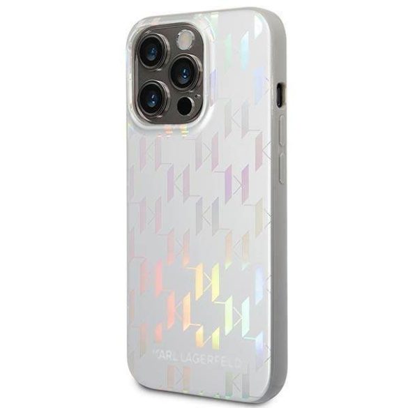 Karl Lagerfeld KLHCP14LLGMMSV3 iPhone 14 Pro 6,1" keménytok ezüst Monogram irizáló tok