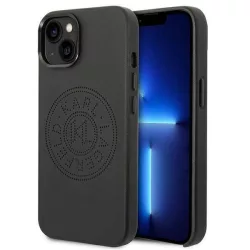   Karl Lagerfeld KLHCP14MFWHK iPhone 14 Plus 6,7" keménytok fekete bőr perforált logóval