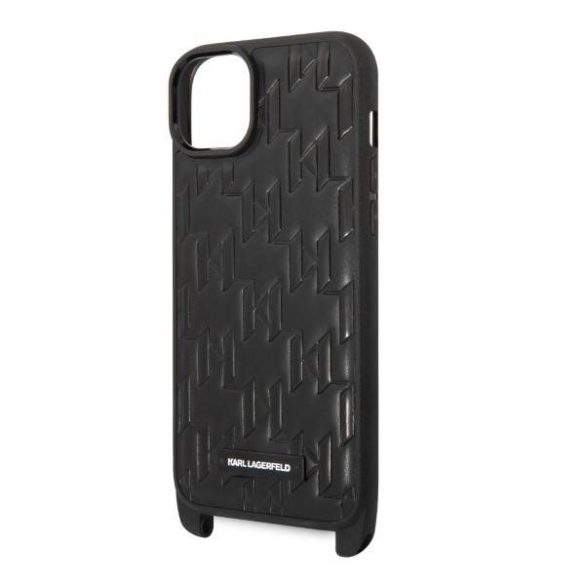 Karl Lagerfeld KLHCP14MSTMMK iPhone 14 Plus / 15 Plus 6,7" keménytok fekete Monogram plakett Logo szíj