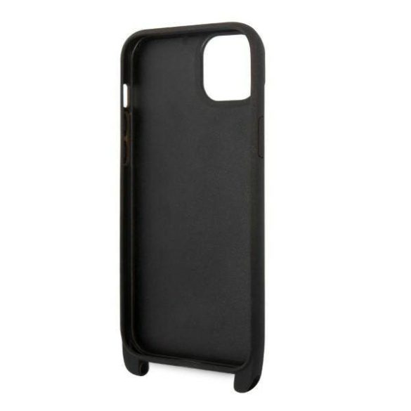 Karl Lagerfeld KLHCP14MSTMMK iPhone 14 Plus / 15 Plus 6,7" keménytok fekete Monogram plakett Logo szíj