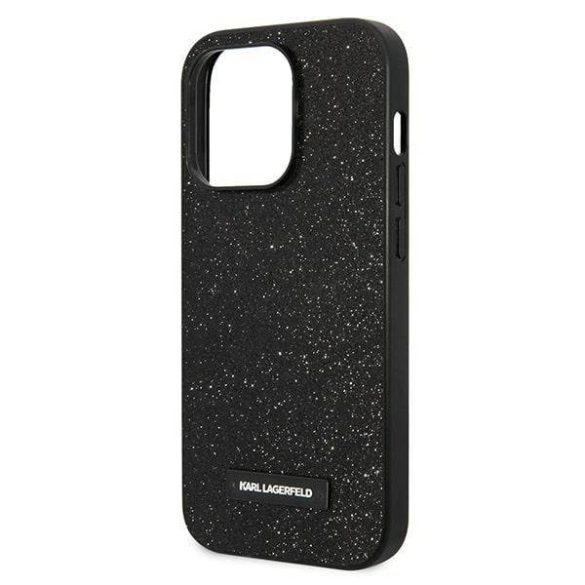 Karl Lagerfeld KLHCP14LG2ELK iPhone 14 Pro 6,1" keménytok fekete Glitter Plaque logó tok