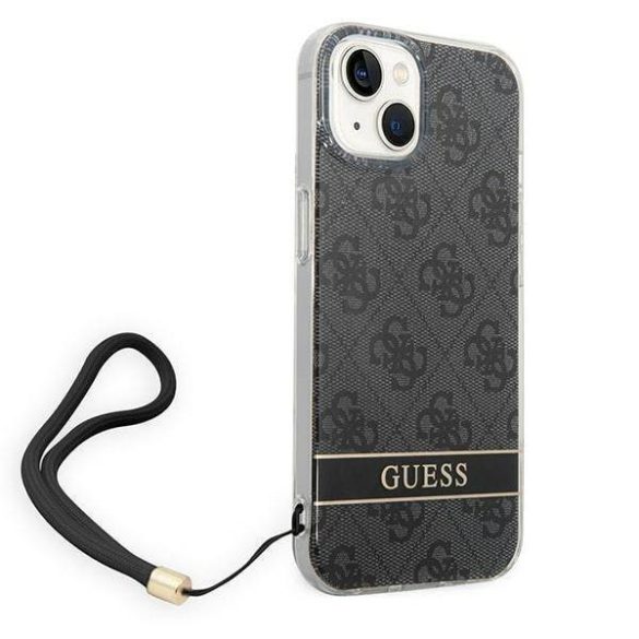 Guess GUOHCP14SH4STK iPhone 14 / 15 / 13 6.1" fekete keménytok 4G nyomtatott szíj