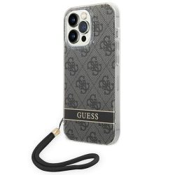  Guess GUOHCP14LH4STK iPhone 14 Pro 6,1" fekete 4G Print Strap keménytok