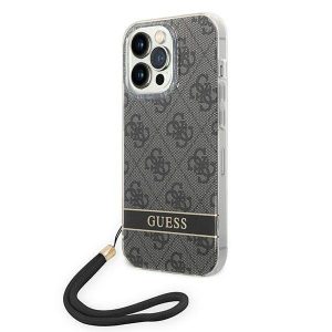 Guess GUOHCP14XH4STK iPhone 14 Pro Max 6,7" fekete 4G Print Strap keménytok