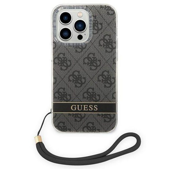 Guess GUOHCP14XH4STK iPhone 14 Pro Max 6,7" fekete 4G Print Strap keménytok