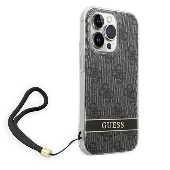 Guess GUOHCP14XH4STK iPhone 14 Pro Max 6,7" fekete 4G Print Strap keménytok